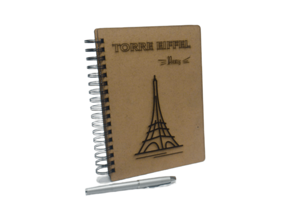 Cuaderno Mdf crudo. "Torre Eiffel" - Imagen 3