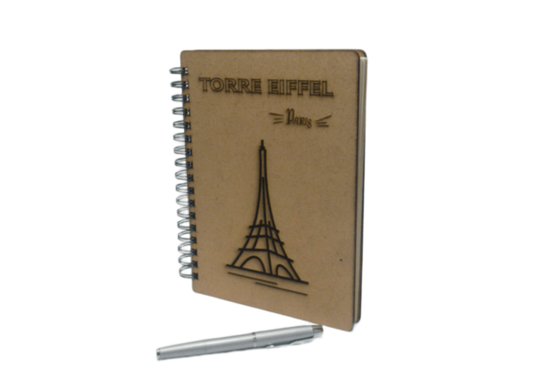 Cuaderno Mdf crudo. "Torre Eiffel" - Imagen 2