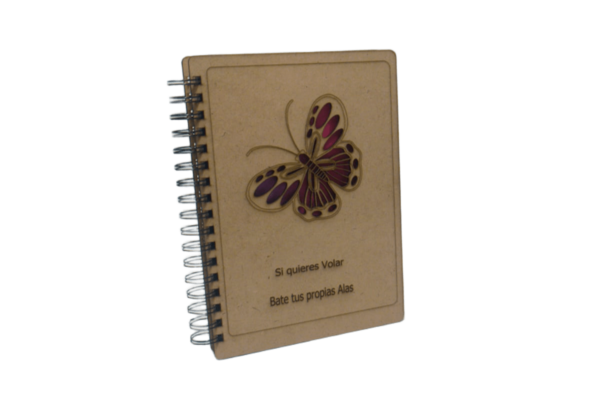 Cuaderno Mdf crudo. "Mariposa" - Imagen 3