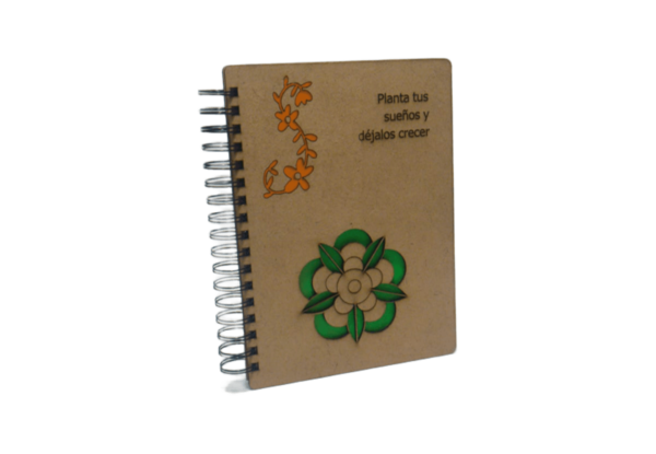 Cuaderno MDF Crudo.  Flor - Imagen 2