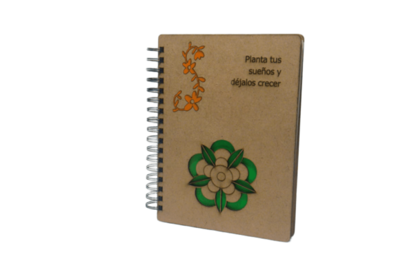 Cuaderno MDF Crudo.  Flor - Imagen 3