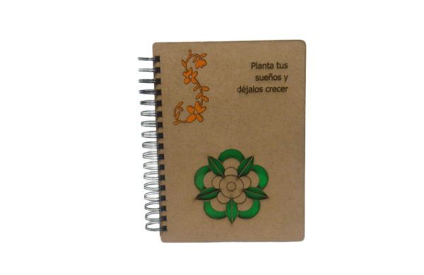 Cuaderno MDF Crudo.  Flor