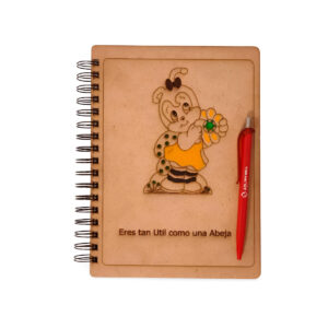 Cuaderno madera mdf 3mm - Abejita Trabajadora