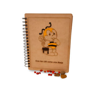 Cuaderno madera mdf 3mm - Abejita Pintando