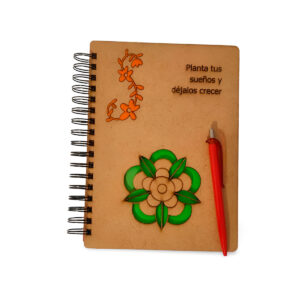 Cuaderno madera mdf 3mm - Rosa Verde