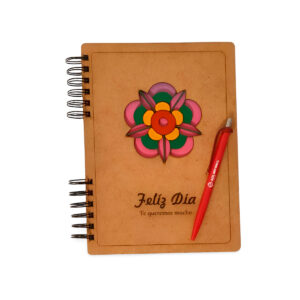 Cuaderno madera mdf 3mm - Rosa Roja